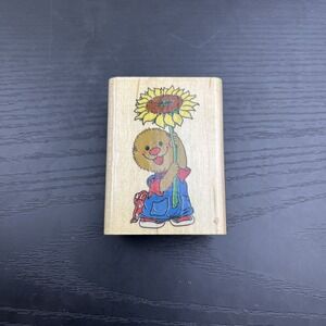 Suzy's Zoo Ollie‎ Sunflower A1290D Rubber Stamp Vintage Character Craft